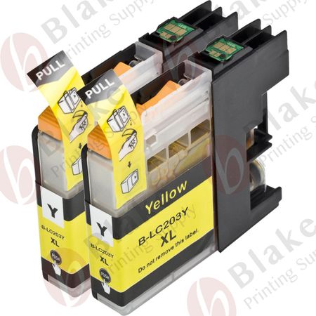 Set of 2 Compatible Brother LC-203 Yellow High Yield Ink Cartridges (Replaces LC-201)