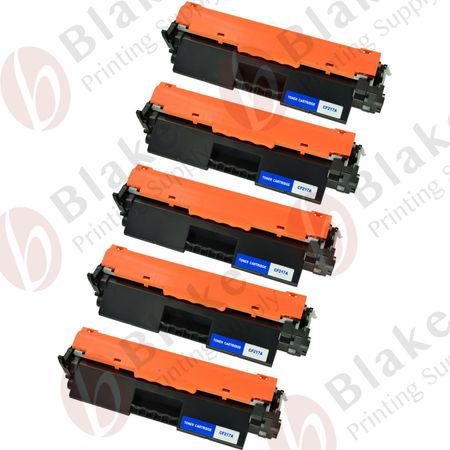 5 Pack Compatible HP 17A Black Toner Cartridges (CF217A)